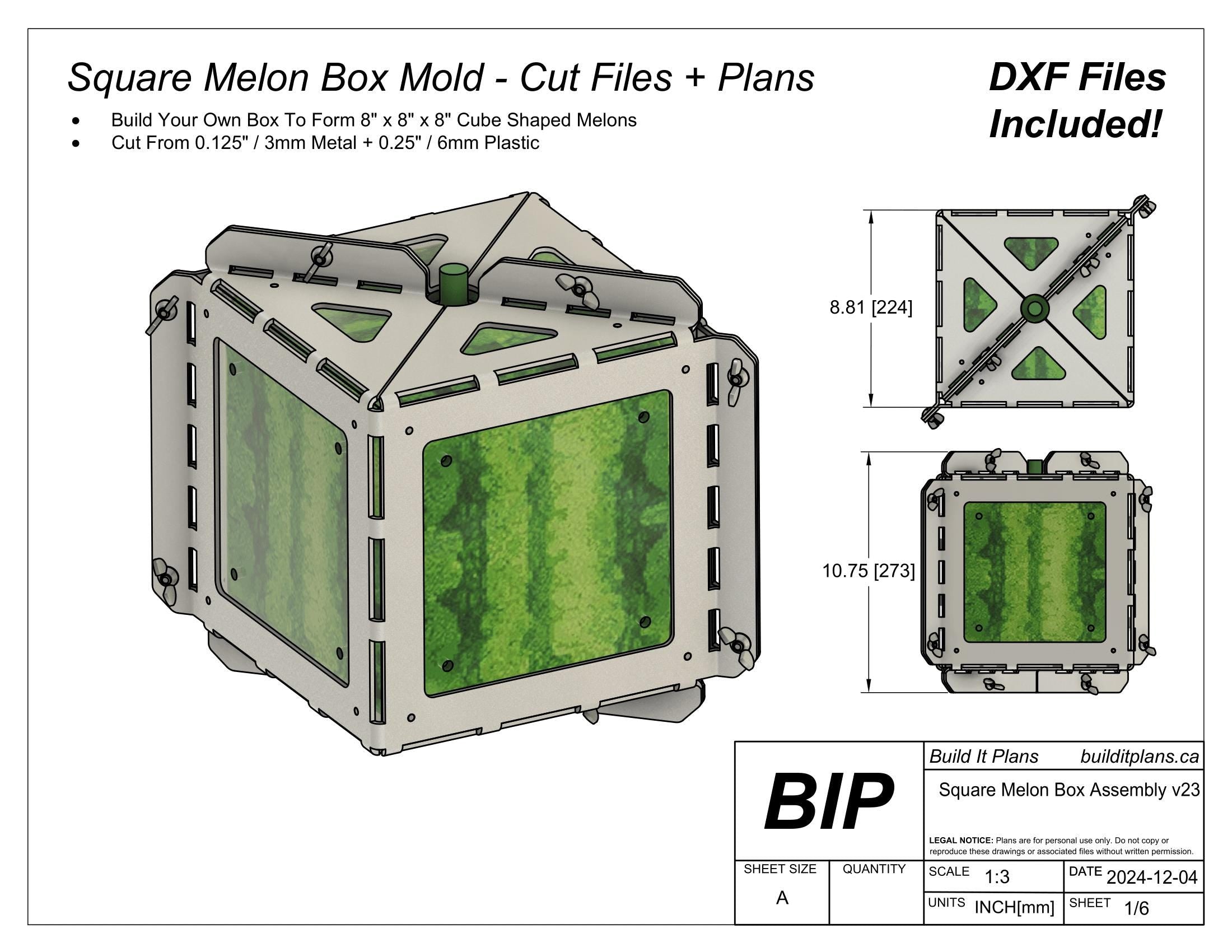 Square Watermelon Mold Cut Files - DIY Melon Cube Mold – Build It Plans ...