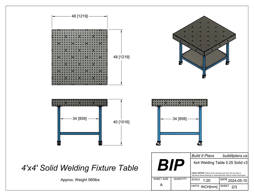 4'x4' Welding Fixture Table Cut Files - 1/4" Steel