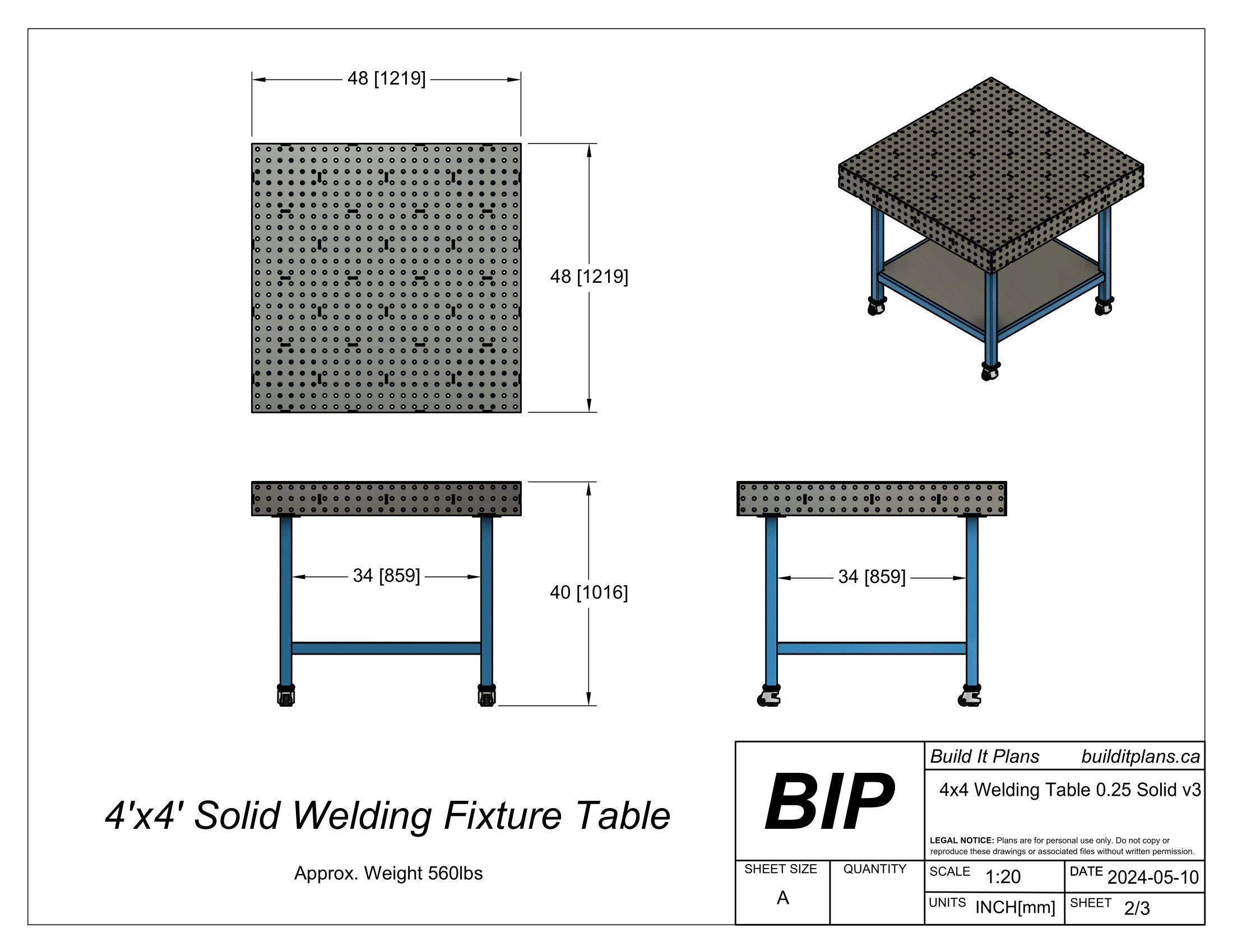 4'x4' Welding Fixture Table Cut Files - 1/4" Steel