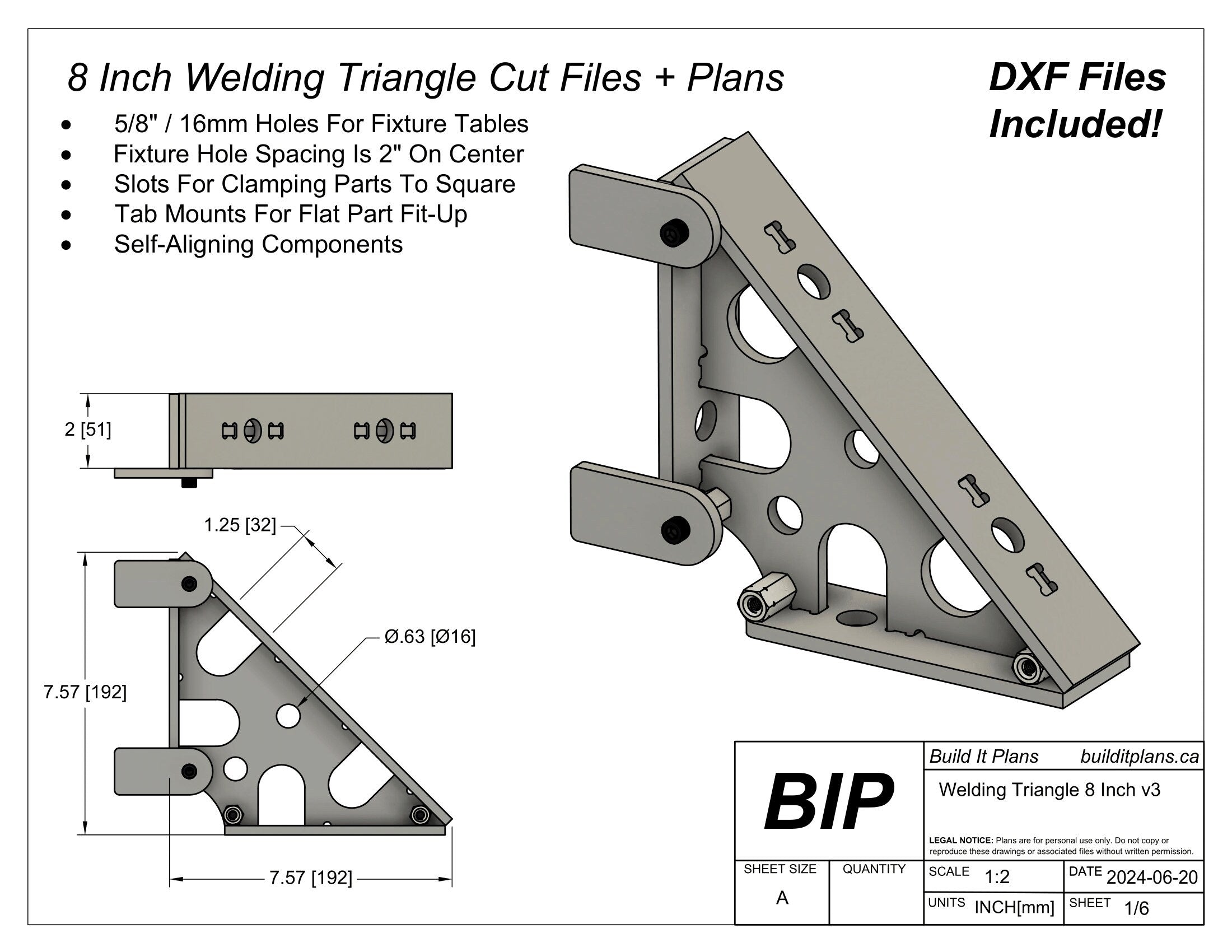 SAE Welding Square DXF Bundle – 1/4" Thick Steel – Cut Files + Plans