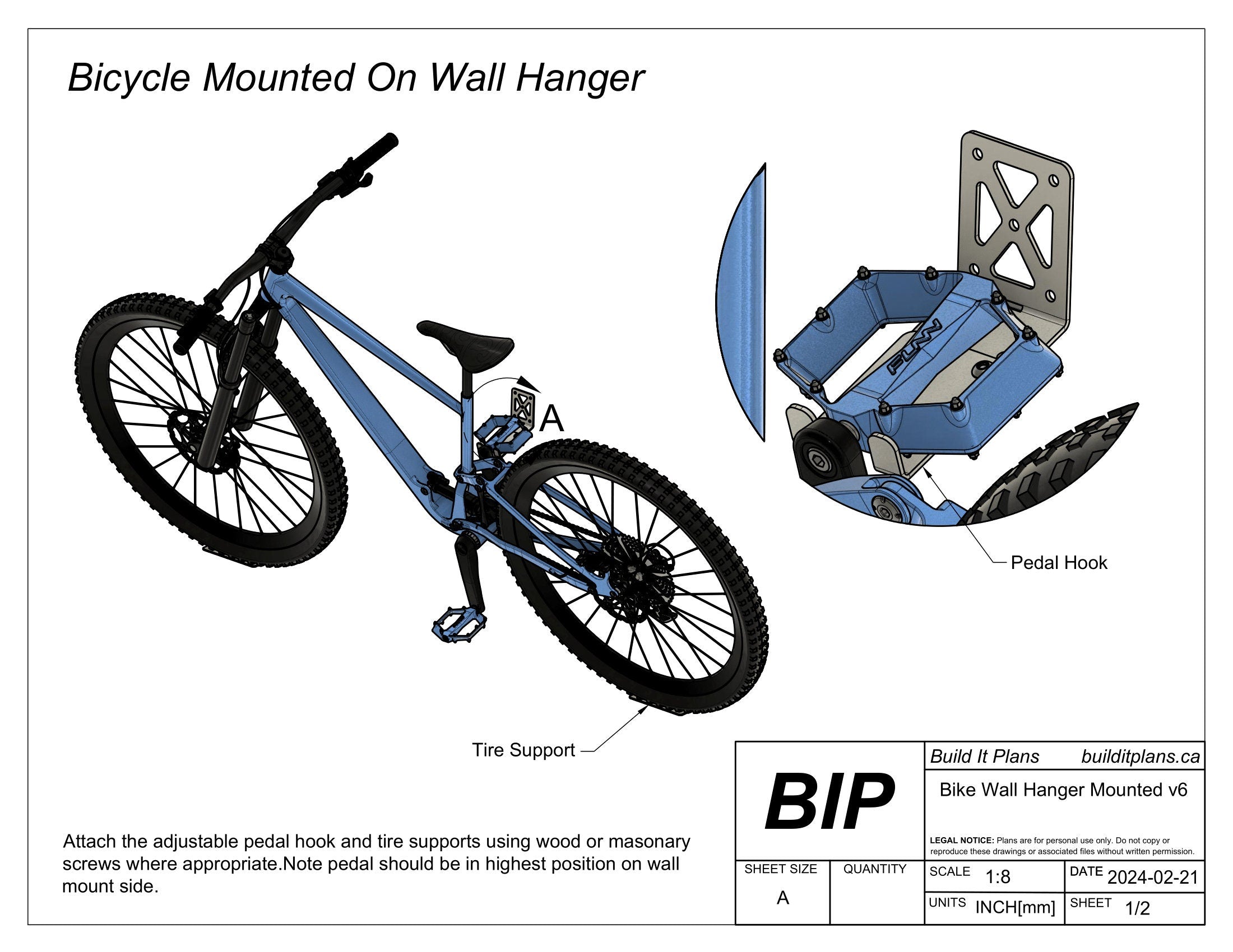 Bike Wall Hanger DXF Files - DIY Bicycle Wall Display