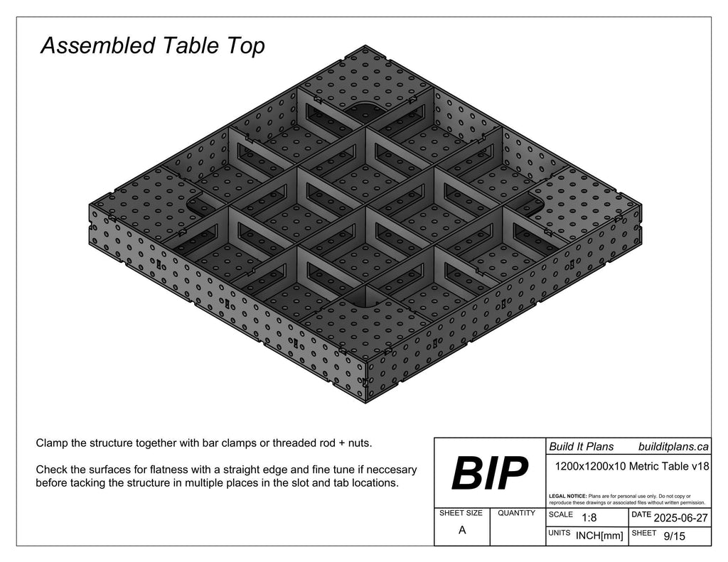 1200x1200mm Welding Table DXF Files - 10mm Steel