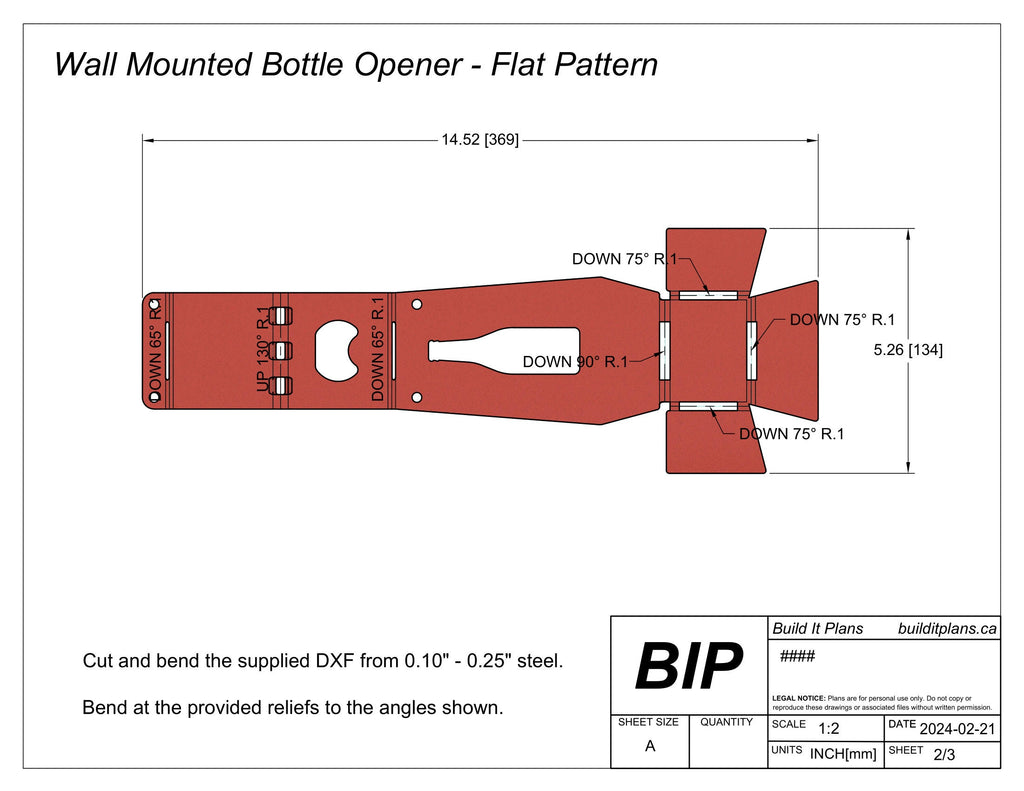 Bottle Opener DXF File - Wall Mounted Beer Opener Cut File