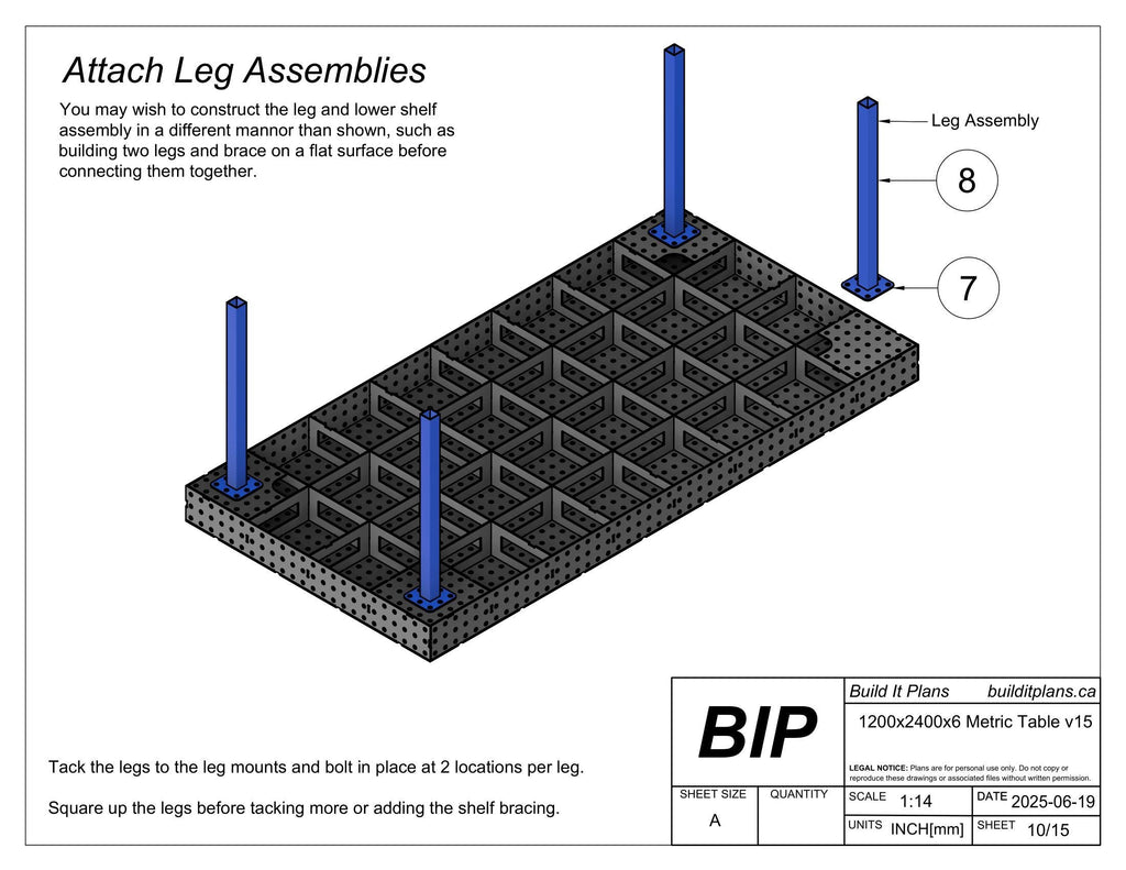 1200x2400mm Welding Table DXF Files - 6mm Steel