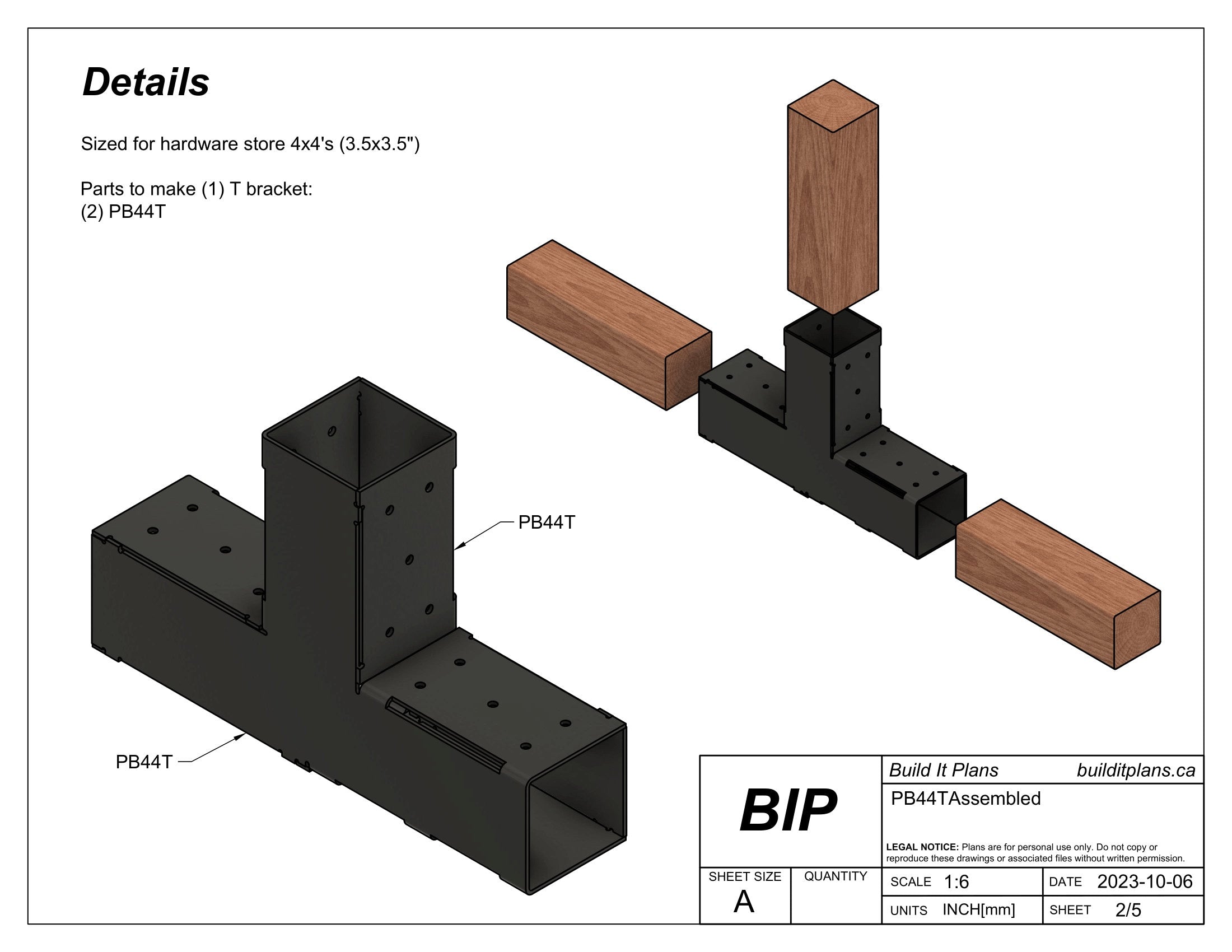 4x4 Post T Bracket DXF Cut Files