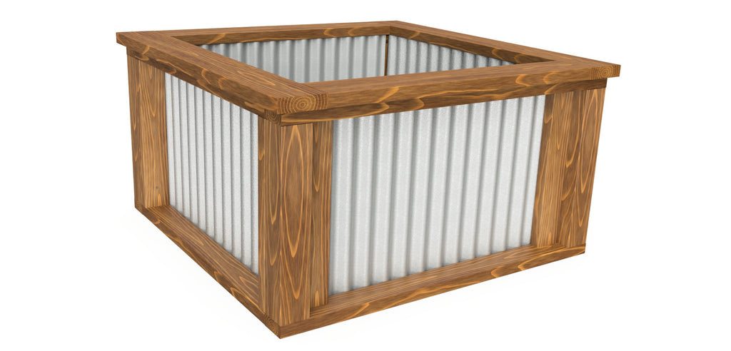 4'x4' Wood and Metal Raised Garden Bed PDF Plans - 48"x48" Square