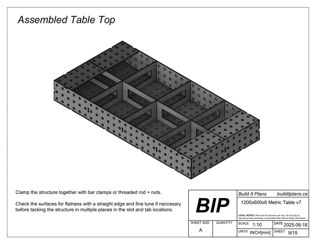 1200x600mm Welding Table DXF Files - 6mm Steel