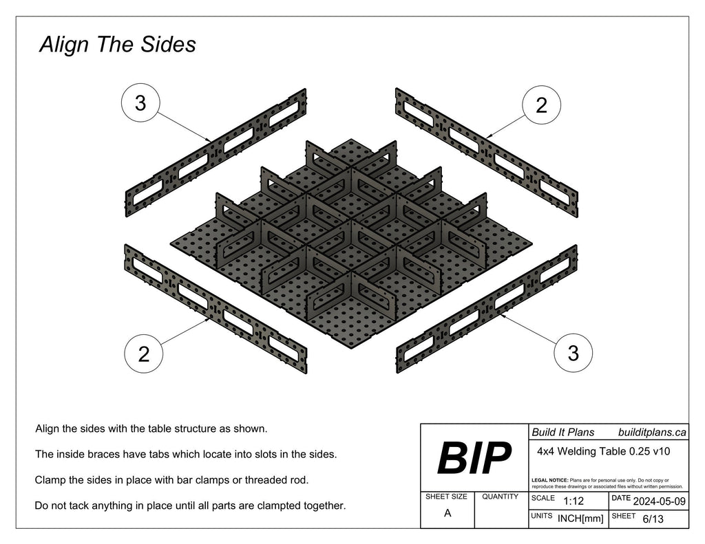 4'x4' Welding Fixture Table DXF Files - 1/4" Steel