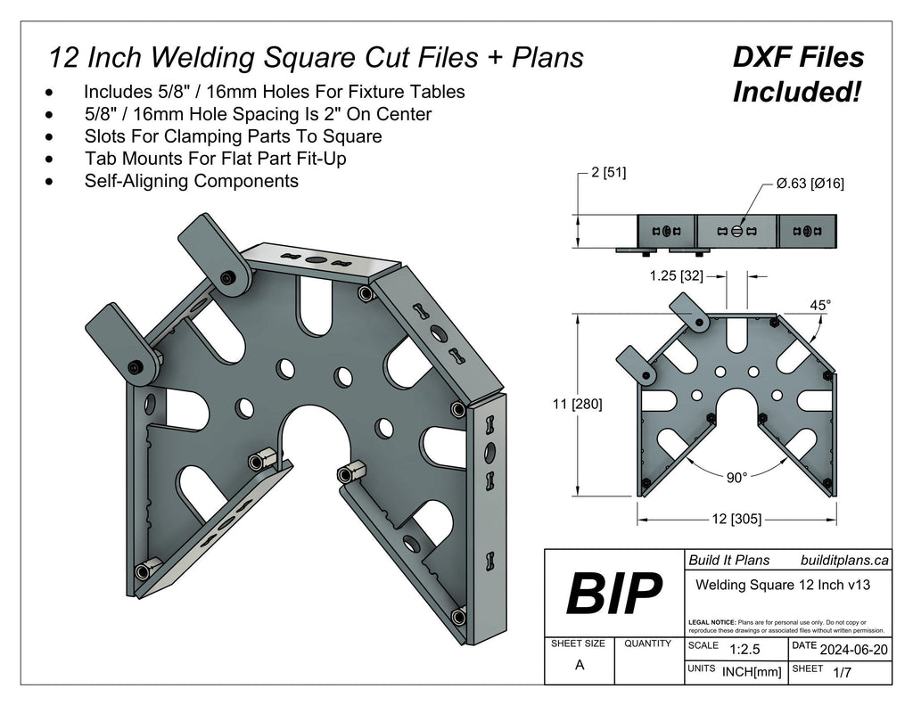 SAE Welding Square DXF Bundle – 1/4" Thick Steel – Cut Files + Plans
