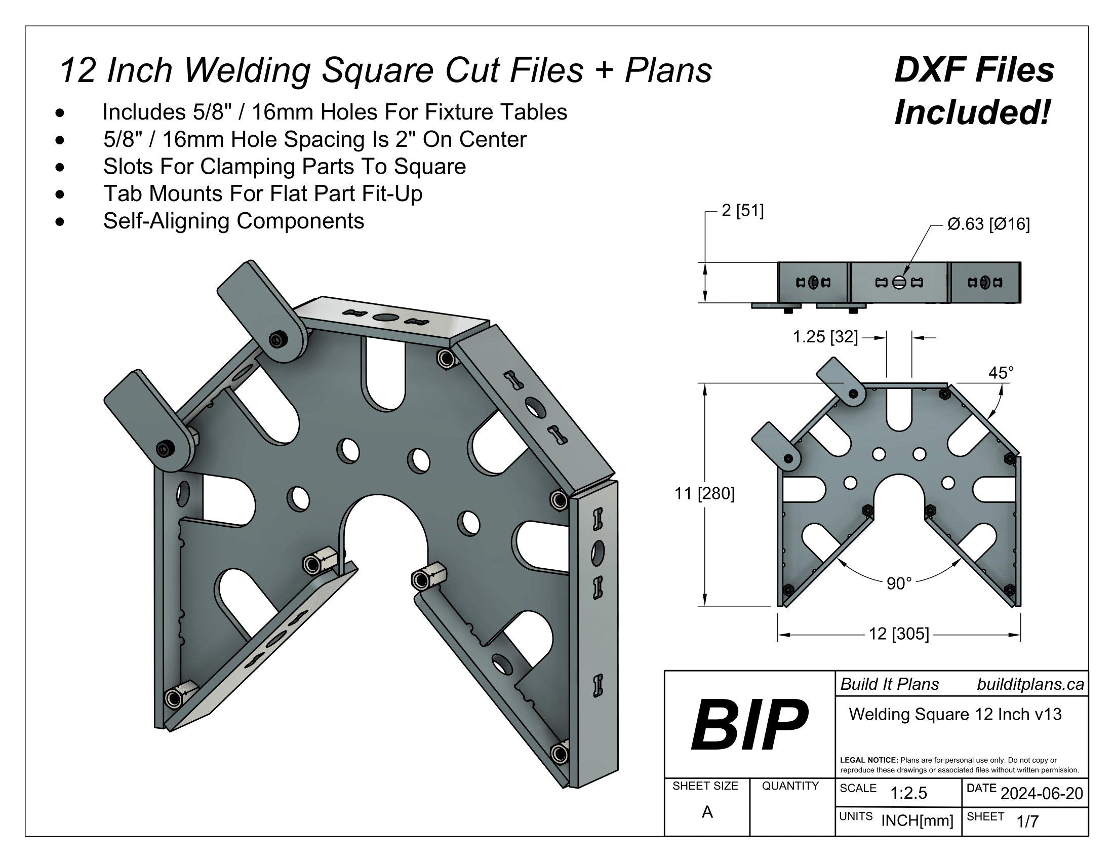 SAE Welding Square DXF Bundle – 1/4" Thick Steel – Cut Files + Plans