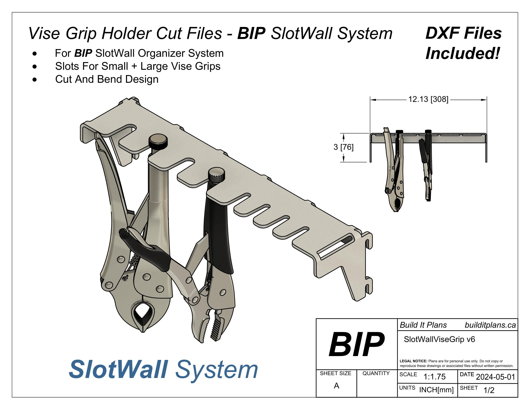 SlotWall Garage Organizer System DXF Cut Files - Deluxe Bundle DIY Shop Tool Storage