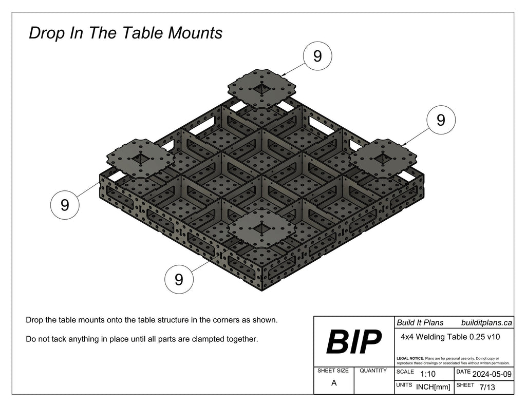 4'x4' Welding Fixture Table DXF Files - 1/4" Steel