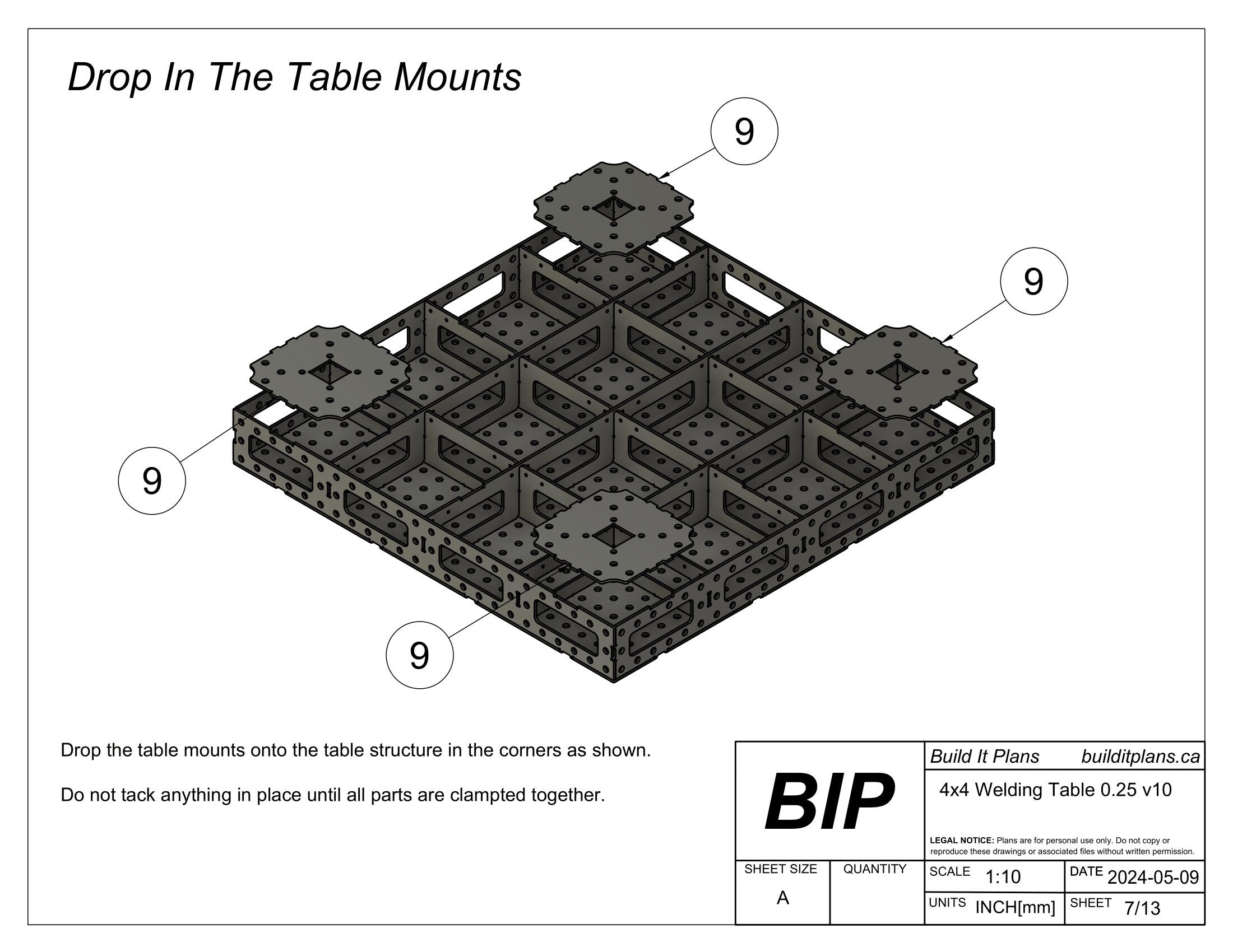 4'x4' Welding Fixture Table DXF Files - 1/4" Steel