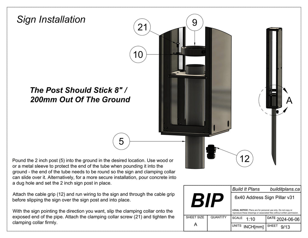 Illuminated Address Sign Pillar DXF Cut Files And Plans