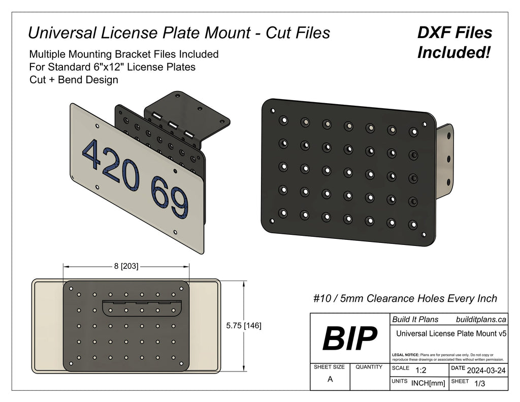 Universal License Plate Bracket DXF Files – Cut Files for Custom Plate Mounting