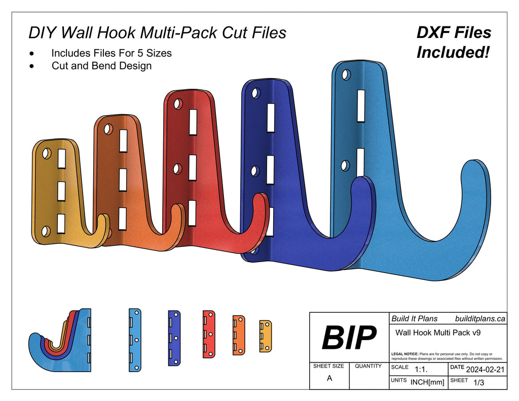 Wall Hook DXF Bundle – Utility Hook Multi-Pack Cut Files