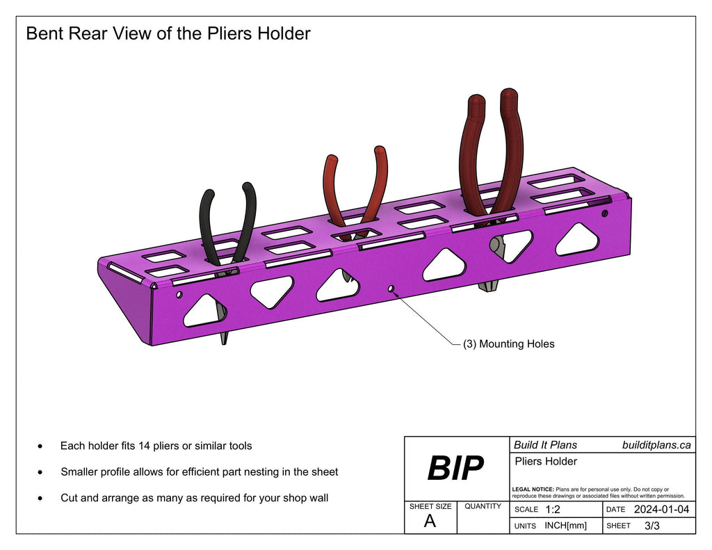 Wall Mounted Pliers Rack DXF - Pliers Organizer Cut File