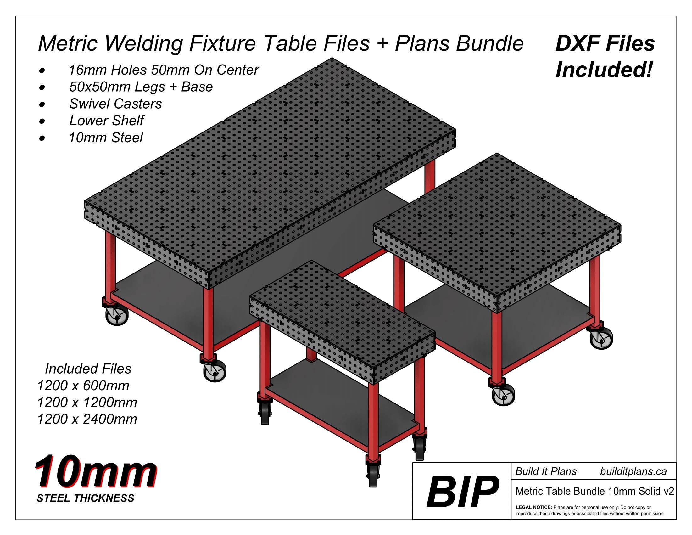 10mm Metric Welding Table DXF File Bundle - Fixture Table Cut Files + Plans