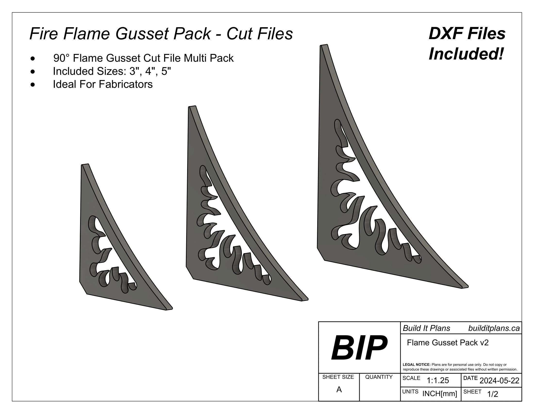 Gusset DXF Bundle - Corner, Spider Web, Tie Down And Flame Gusset Cut Files