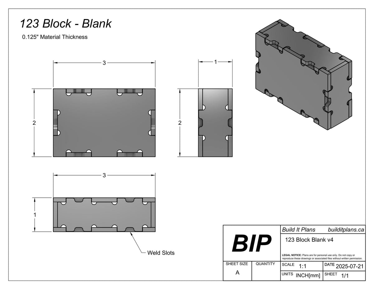 123 Engineering Blocks 123 Block DXF Cut Files - 1/8