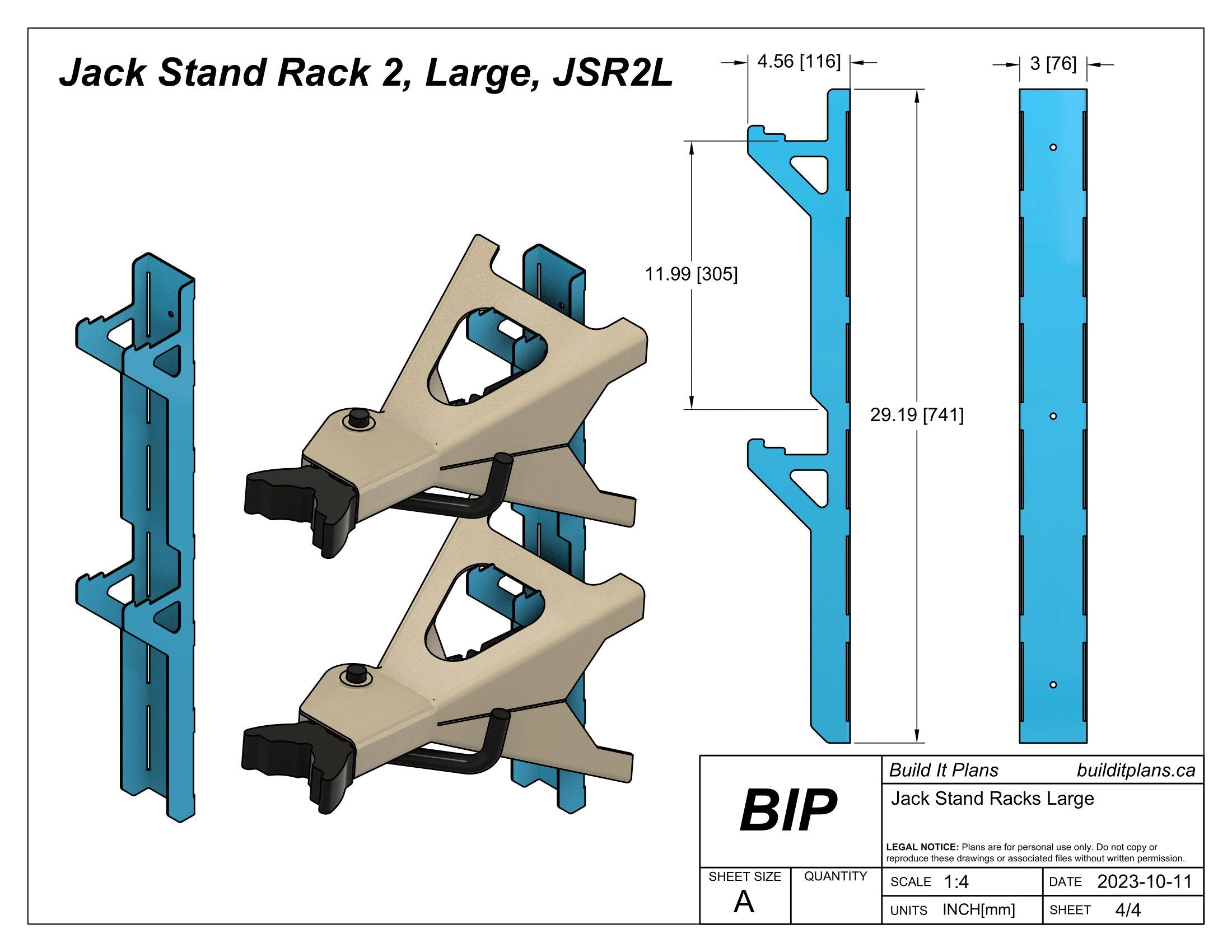 Large Jack Stand Rack DXF - 3-12 Ton Jackstand Wall Hook Cut Files