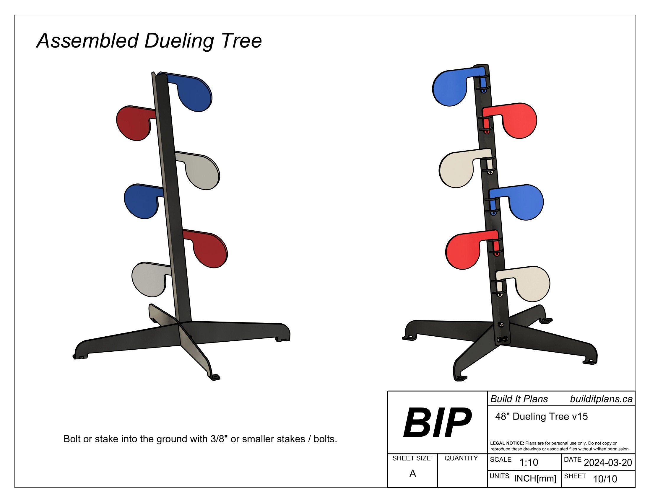 48" Dueling Tree DXF Files - Shooting Paddle Target Cut Files