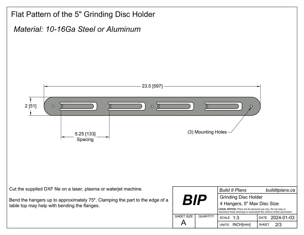 Grinding Disc Rack DXF - 4.5 + 5 Inch Wall Mount Cutting Disc Holder Cut File