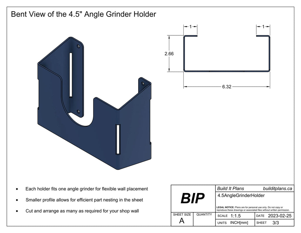 Grinder Holder DXF - 4.5 Inch Grinder Rack Cut File