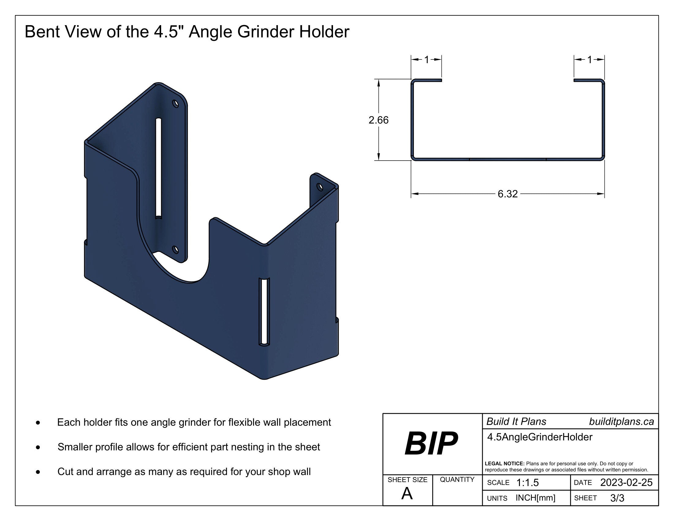 Grinder Holder DXF - 4.5 Inch Grinder Rack Cut File