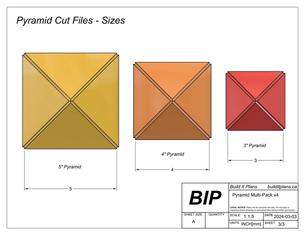 Pyramid Welding Project DXF Files - 3, 4, 5 Inch Pyramid Files