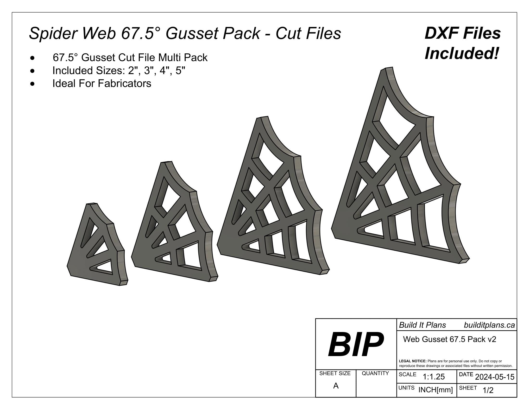Gusset DXF Bundle - Corner, Spider Web, Tie Down And Flame Gusset Cut Files
