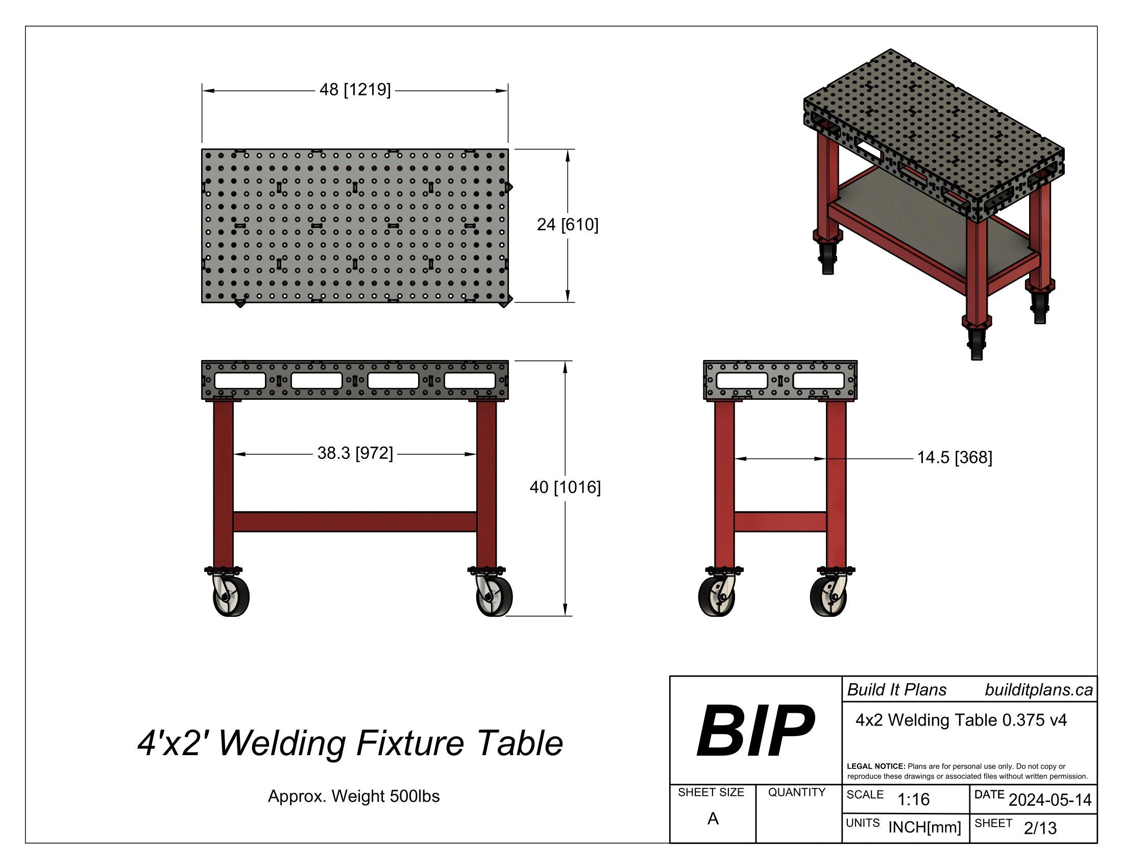 3/8" Welding Table DXF File Bundle - Fixture Table Cut Files and PDF Plans