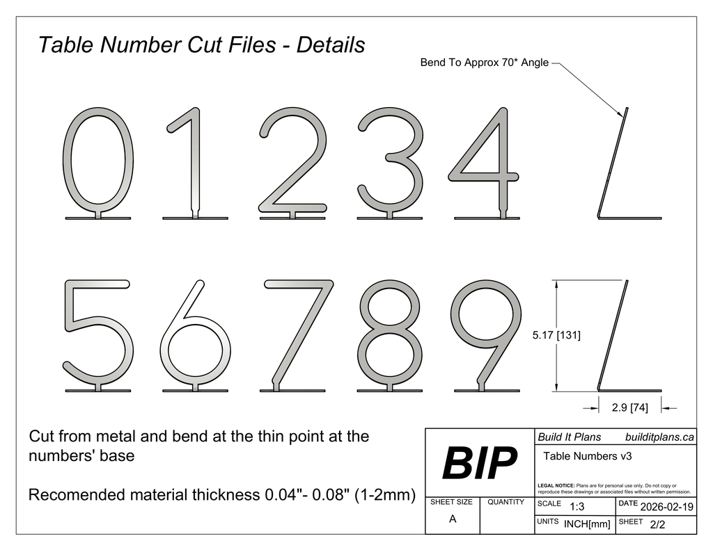 Table Number DXF Cut Files - Metal Wedding Table Numbers