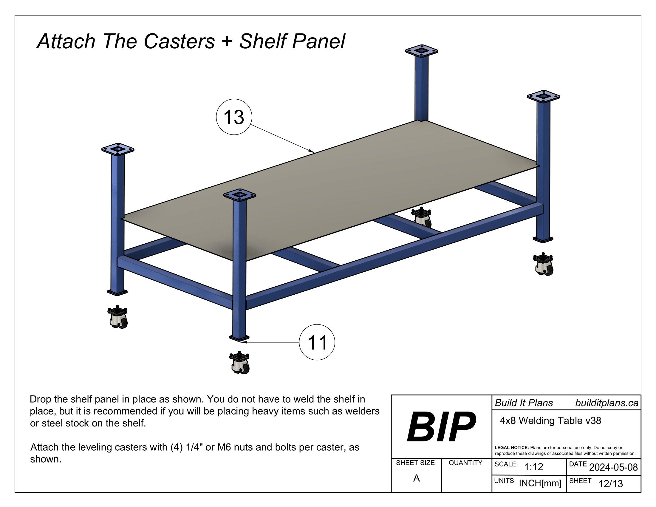 4'x8' Welding Table DXF Files - 1/4" Steel