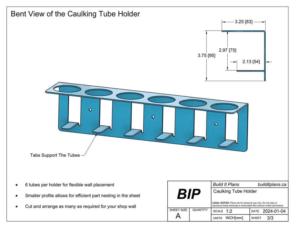 Caulking Tube Holder DXF – Sealant Tube Organizer Cut File