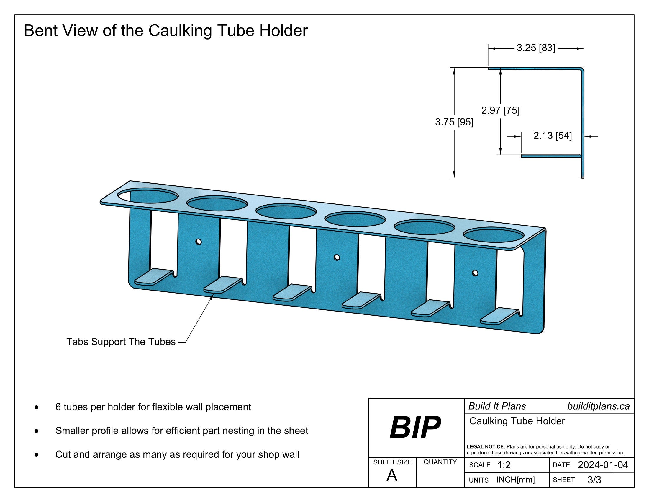 Caulking Tube Holder DXF – Sealant Tube Organizer Cut File