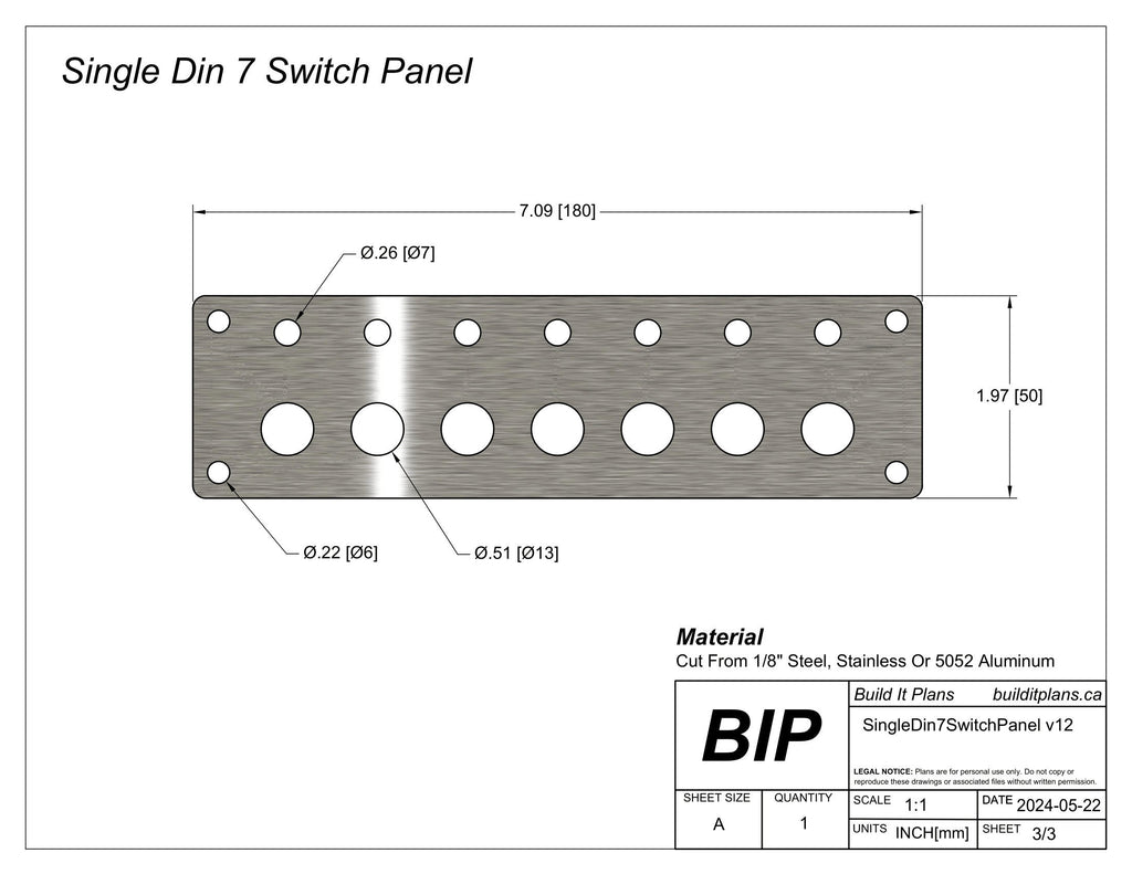 Single DIN Switch Panel DXF Files – Dashboard Switch Panel