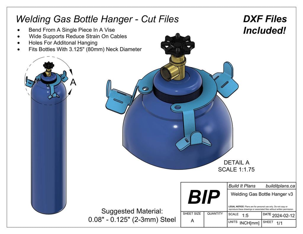 Welding Bottle Hook DXF File – Welding Gas Accessory Hanger Cut File