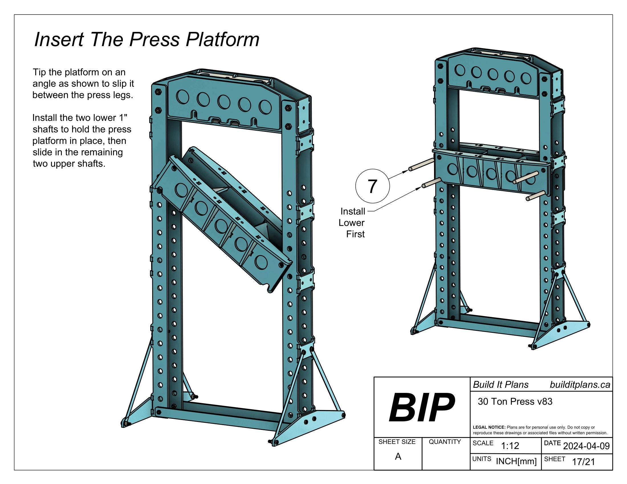 30 Ton Shop Press Plans - Heavy Duty Press DXF Cut Files + PDF Plans