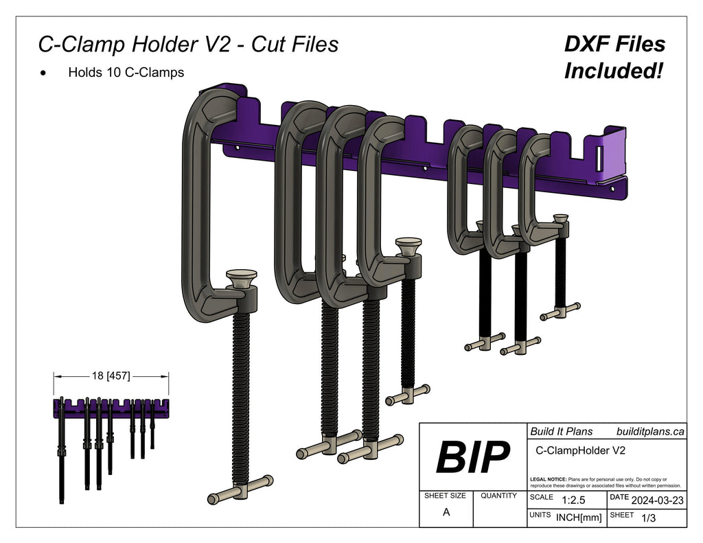 Tool Organizer DXF File Bundle - Wall Mount Garage Tool Hangers Cut File Pack