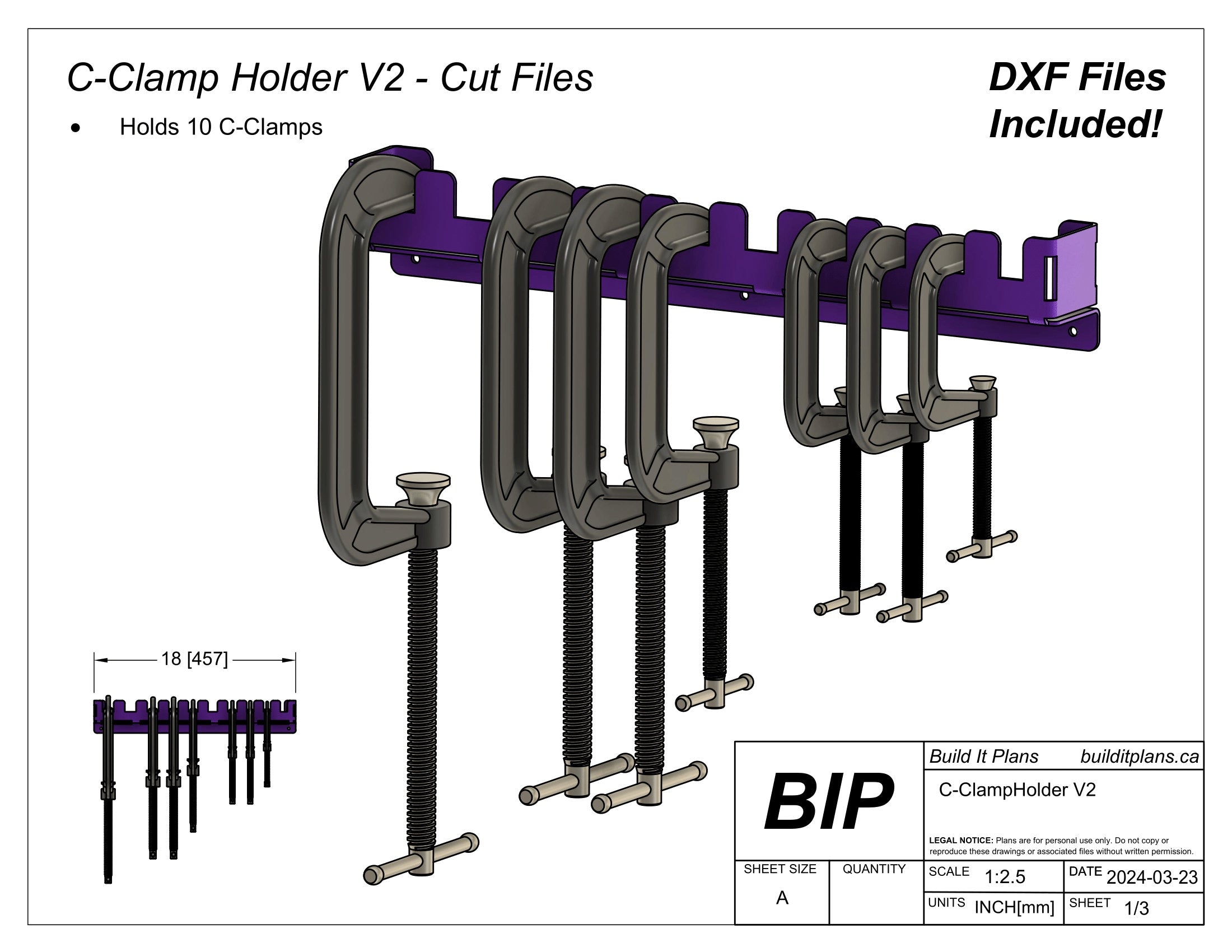 Tool Organizer DXF File Bundle - Wall Mount Garage Tool Hangers Cut File Pack