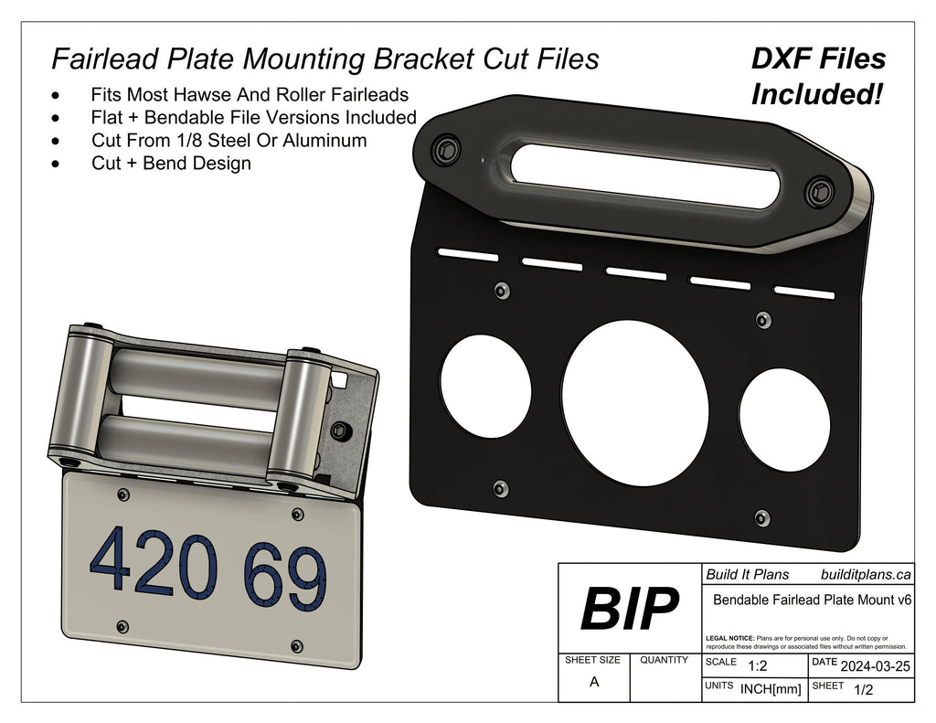 Winch Fairlead License Plate Mounting Bracket DXF Files
