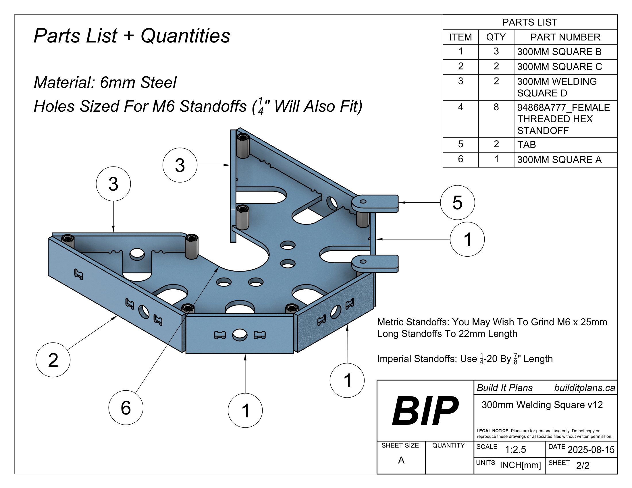 Metric Welding Square DXF Bundle - 6mm Thick Steel - Welding Fixture Cut Files