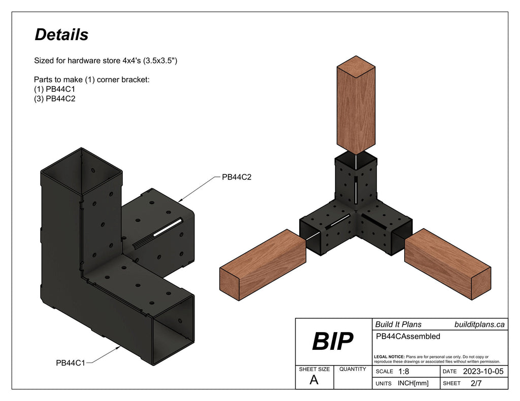 4x4 Post Corner Bracket DXF Cut Files - 3 Way Post Bracket Files
