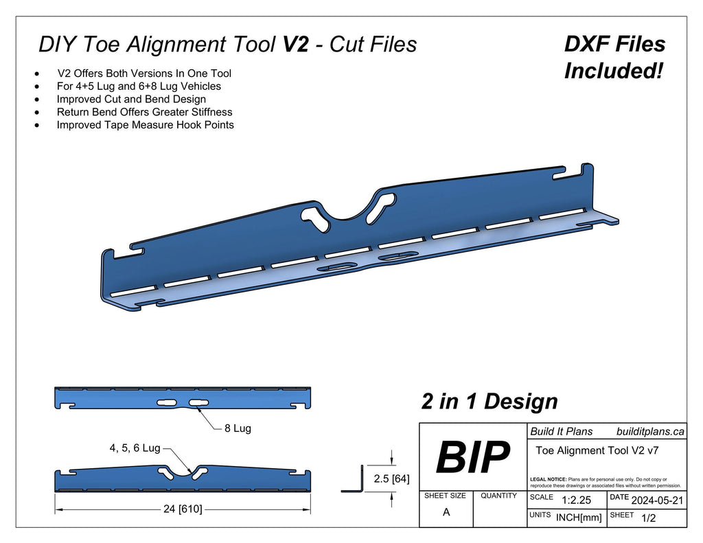 Toe Alignment Tool DXF File - Tie Rod Adjustment Tool Cut File
