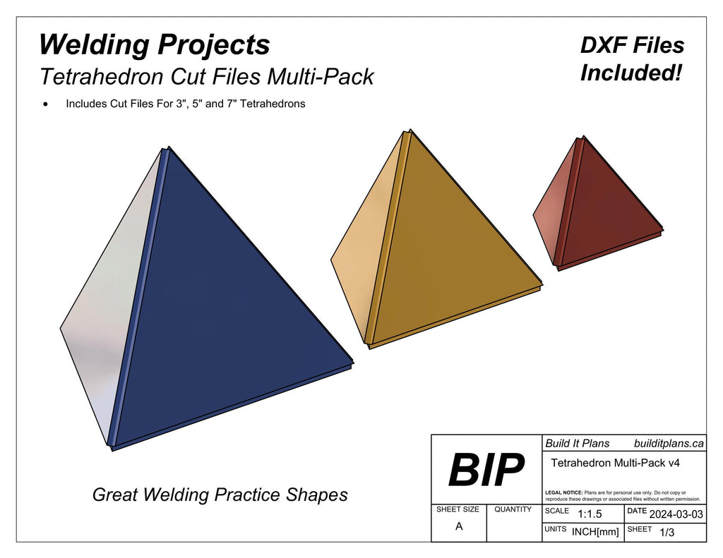 Tetrahedron Welding Project DXF Cut Files - Student Welding Practice Shapes