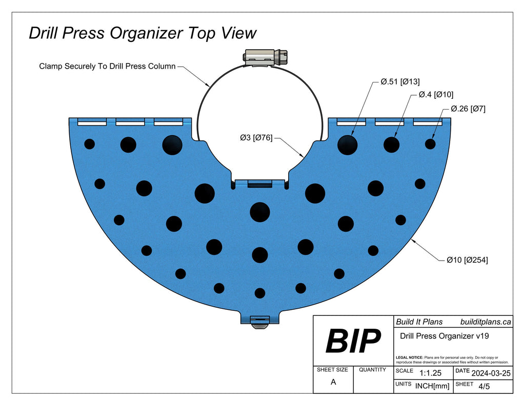 Drill Press Organizer DXF File – Drill Bit Holder Cut File