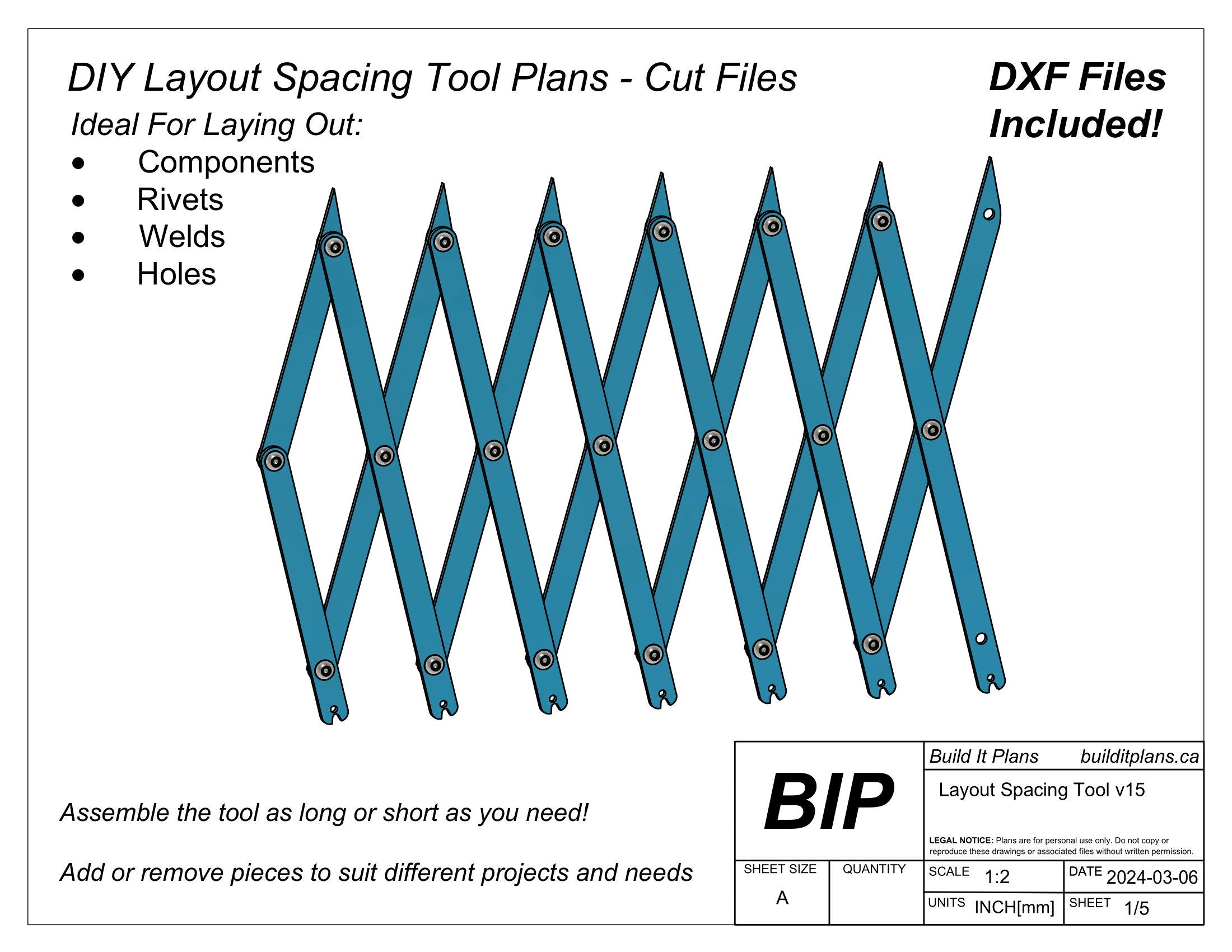 Weld Layout Spacing Tool DXF – Adjustable Hole & Center Finder Tool Cut Files
