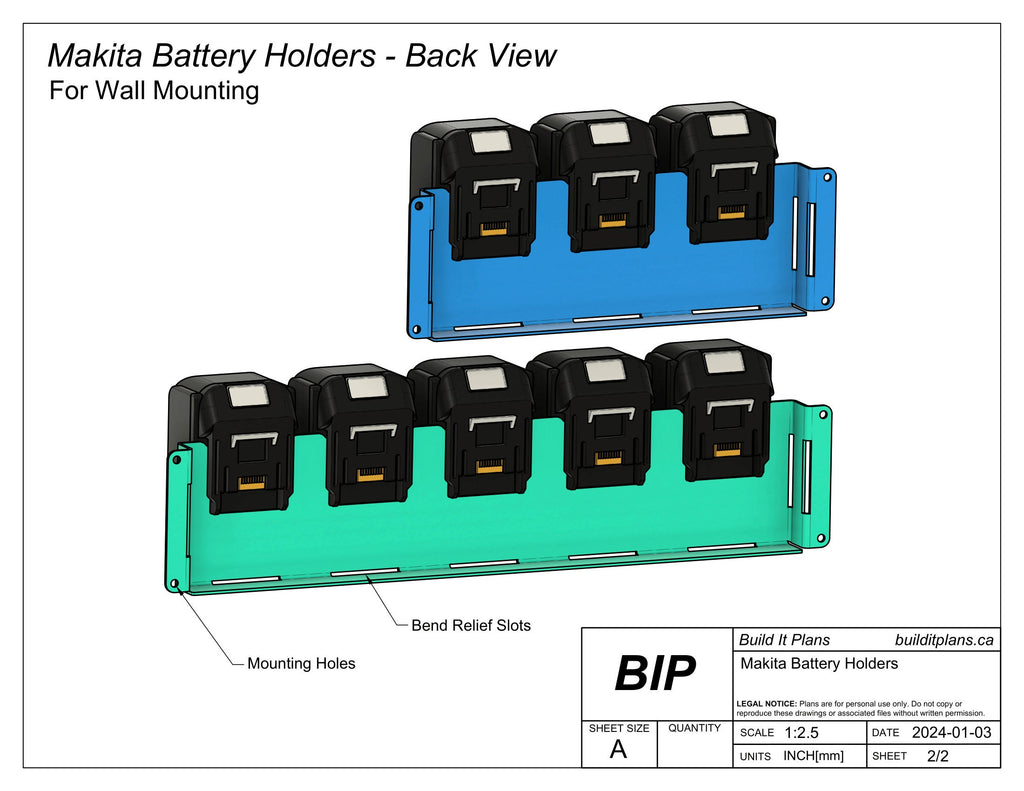 Makita Battery Holder DXF File – Storage Rack for 18V Makita Batteries