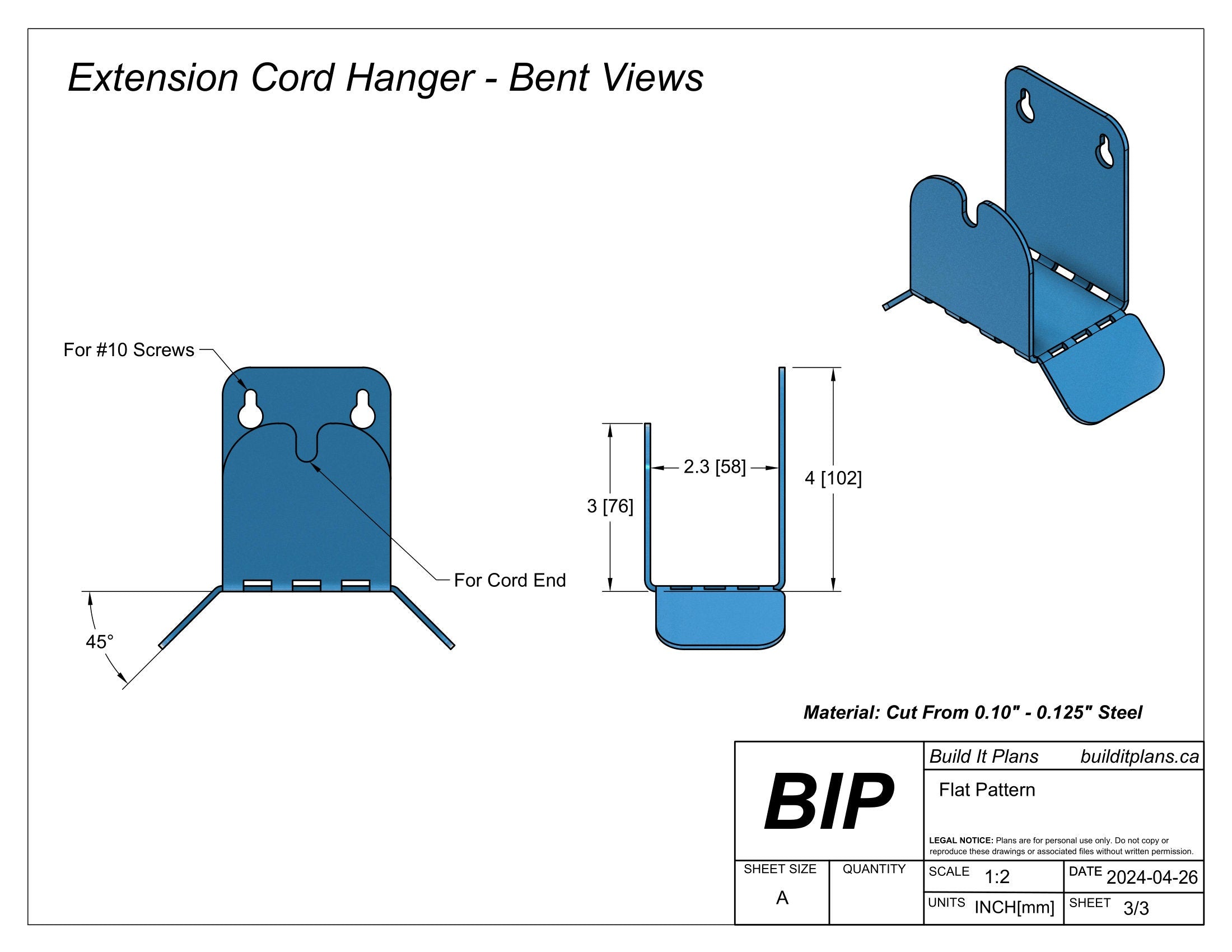 Extension Cord Hanger DXF - Cord Organizer Cut File